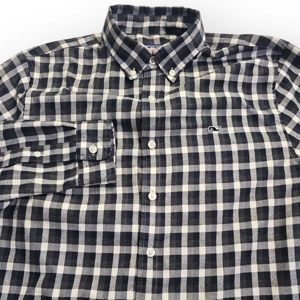 Vineyard Vines X-Large‎ (18) Whale Shirt Black, White Buffalo Plaid Button Down